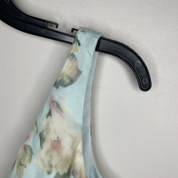 MAC DUGGAL Dress Womens 2 Floral Ruffle Hem Chiffon Ruched Sleeveless Sheath - Picture 13 of 15